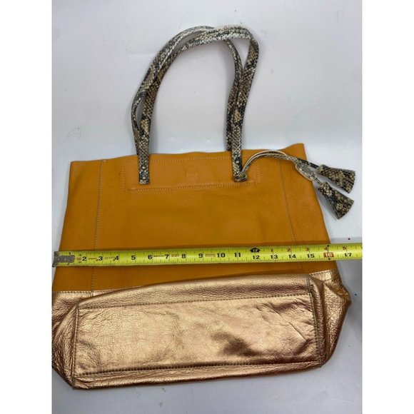 Rafe Women's Orange Gold Leather Handbag - Picture 14 of 14